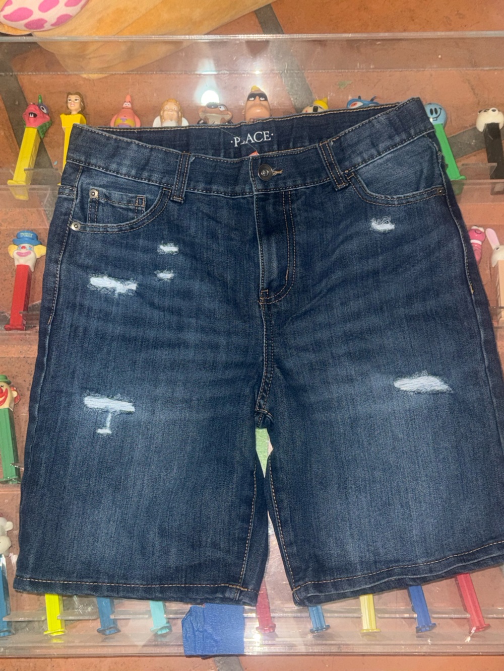 Place Kids Dark Blue Distressed Denim Shorts
